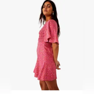 Free People Pink Floral Mini Dress Size Small thumbnail 2