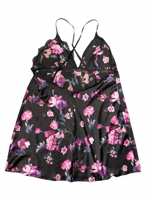 Victoria’s Secret Floral Satin Slip Chemise XL Lace Babydoll Lingerie Dress thumbnail 8