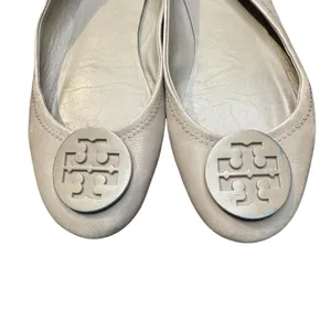 Tory Burch Shoes Womens Size 6 Beige‎ Leather Logo Ballet Flats Casual Comfort thumbnail 2
