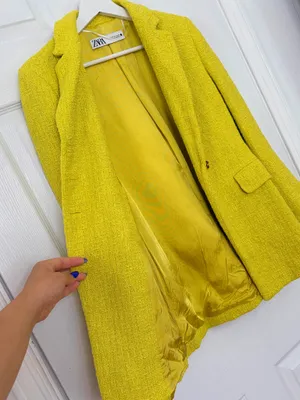 ZARA Chartreuse Boucle Blazer XS GoldButton Tweed Quiet Luxury Mod Preppy Career thumbnail 9