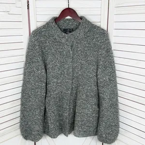 Willi Smith Marled Peplum Wool Blend‎ Cardigan Sweater Grey XL thumbnail 8