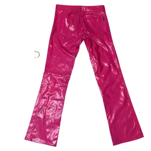 Tripp NYC hot pink faux leather vinyl y2k‎ rave festival emo womens pants size 7 thumbnail 2