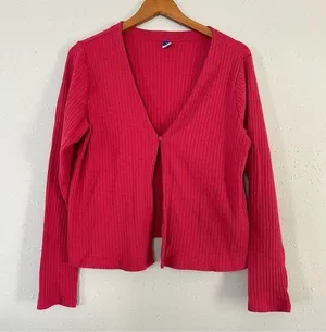 Old Navy Pink Ribbed Cardigan Single Button XL Valentine’s Day Casual thumbnail 1