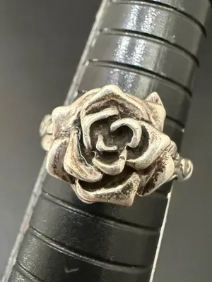 Vintage Signed MARAVA Oxidized Sterling Silver Full Bloom 3D Rose Ring Size 9 thumbnail 13