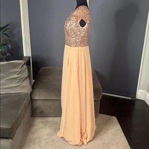 Women’s Full Length Prom Formal Dress Sequined V-Neck Bodice SideZip Size 12 NEW thumbnail 7