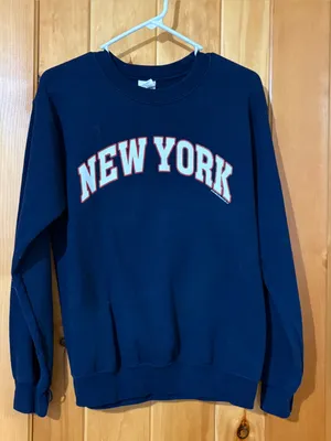 Gildan Navy Pullover New York Sweat Shirt Unisex Size S Crewneck Sweatshirt thumbnail 1