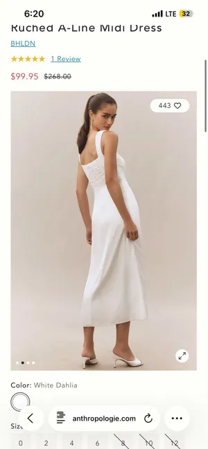 BHLDN Corset A Line White Dress thumbnail 5
