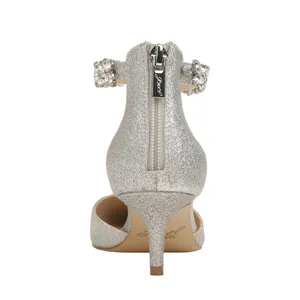 Jewel Badgley Mischka Robles Crystal Embellished Kitten Heels Silver Glitter 7M thumbnail 9