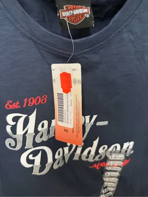 Schaeffer’s Harley-Davidson Navy Graphic Tee - White & Red Logo size xs thumbnail 3