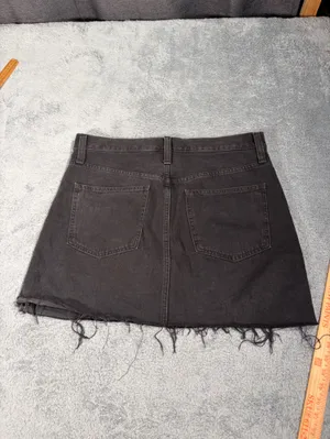 Madewell Black rigid denim a-line Button-Front Jean Mini Skirt 30 thumbnail 6