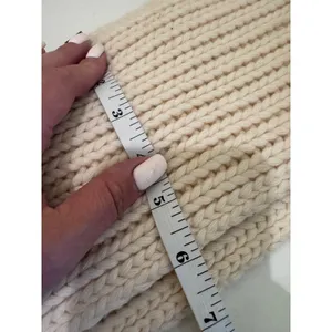 J Crew Scarf Women OS Cream Ribbed Wool Cashmere Fringe Winter Classic Luxury thumbnail 6