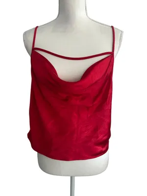 LOVERS AND FRIENDS Red Draped Tank Top Blouse Size Medium thumbnail 3