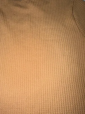 Aerie Tan Waffle Knit Mock Neck Crop Long Sleeve Top M thumbnail 7