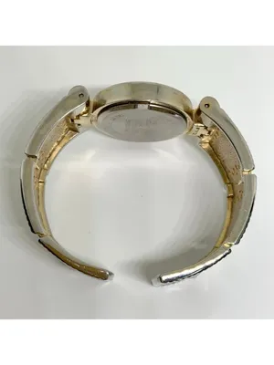 Geneva gold tone women’s cuff bracelet watch 31mm rhinestones quartz running thumbnail 8