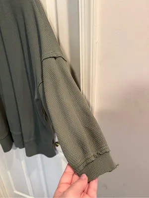 aerie Olive Green Waffle Knit Top thumbnail 6