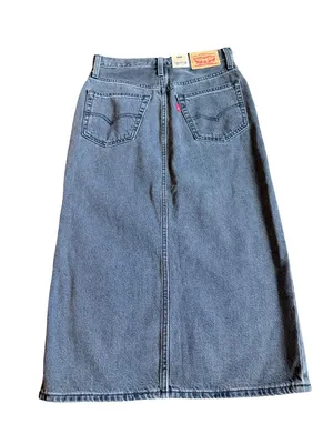 Levi's Grey Denim A Line Maxi Skirt High Slit Five Pocket Size 24 Women's NWT thumbnail 9