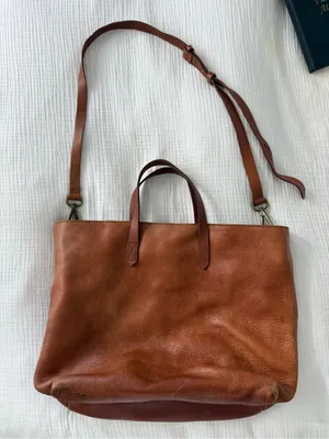 Madewell Women's Leather Tote Bag in Brown - Adjustable Shoulder Strap thumbnail 1
