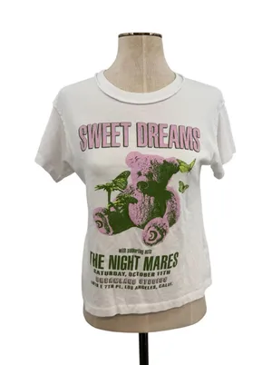 Daydreamer‎ Sweet Dreams The Night Mares Graphic Tee White Teddy Bear Size XS thumbnail 1
