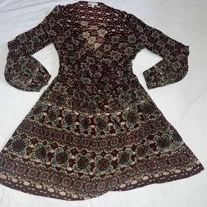Patrons Of Peace M Medium Tulip Wrap Printed Boho Long Sleeve Dress thumbnail 2