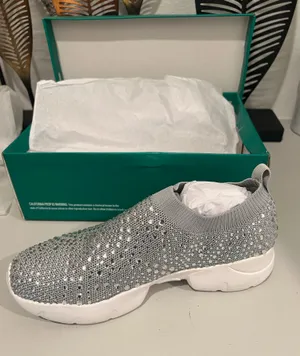 Lauren Lorraine Sliver Rhinestone Sneakers Size 9 thumbnail 1
