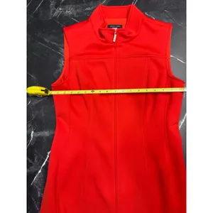 Tommy Hilfiger Dress Womens 12 Coral Red Sleeveless Gold Zip Mini Beltless EUC thumbnail 10