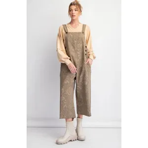 NWT Easel Mocha Ethnic Printed Twill Overall Jumpsuit Overalls Size‎ L Boho thumbnail 3