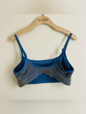 Aerie Sparkle Straight Scoop Swim Top Metallic Blue Silver Shimmer Bikini Size L thumbnail 3
