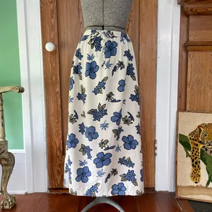 Vintage Zoey & Beth Hawaiian Floral Cotton Linen Maxi Skirt Medium💛 thumbnail 3