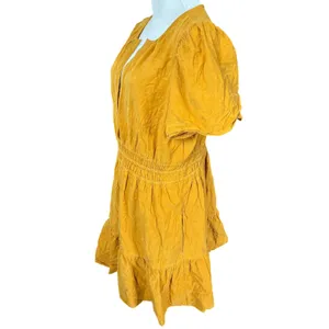 Anthropologie Somerset Mini Cotton Dress Sz L Yellow Maize Mini Corduroy thumbnail 5