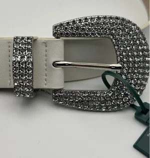 Wild Fable White Rhinestone Western Belt Small S Sparkle Buckle‎ Y2K Bling NWT thumbnail 1