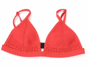 Triangl Bikini Top Neon Coral Neoprene Crochet Whipstitch Triangle Size Small thumbnail 1