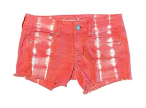 American Eagle Jean shorts Pink Womens Size 4 Stretch Tie Dye Y2K thumbnail 1