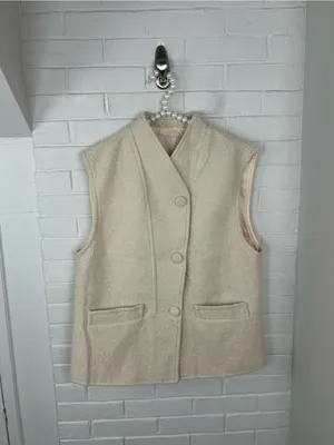 Amazon Cream Light Sherpa Boucle Knit Vest Size L thumbnail 9