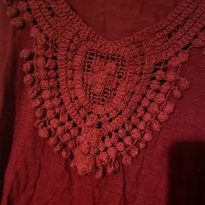 Free People Deep Red Crochet Tank Top thumbnail 2