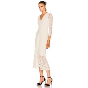 ALEXIS Nadege Lace Midi Mermaid Dress Off White Bridal Women Elegant size small thumbnail 5