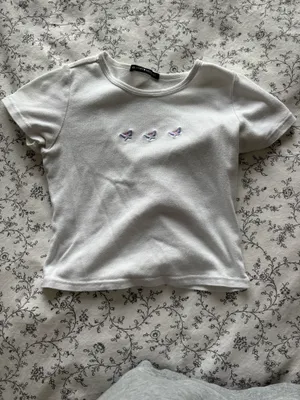 brandy melville white butterfly tee shirt thumbnail 1