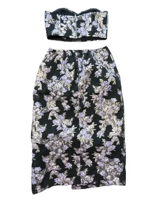 Lulus NWT two piece invite list Floral Jacquard dark romance gothic glam dress M thumbnail 7