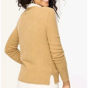 J.Crew Crewneck Sweater Wool Blend Soft Minimalist Extra‎ Soft Yarn Tan Camel thumbnail 2