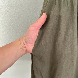 Universal Threads Linen Blend Olive Green Short Sleeves Shift Dress, Sz Large thumbnail 5