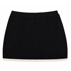 Abercrombie & Fitch Contrast Trim Textured Knit Mini Skirt Small Black White thumbnail 2