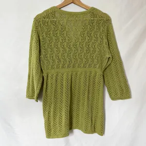 Nomadic Traders lime green knit v-neck blouse women's‎ size large vintage style thumbnail 5