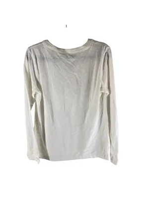 Eddie Bauer Womens Long Sleeve Lace Trim Henley Shirt Large 100% Cotton Ecru thumbnail 2