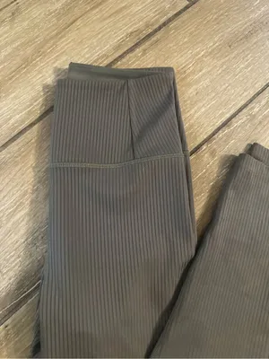 girlfriend collective Ribbed High-Rise Leggings in Olive thumbnail 5
