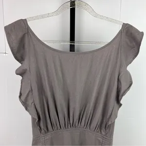 Wishlist Apparel Dress Women L Gray Cotton Ruffle Tie Back Cottagecore Boho Mini thumbnail 3