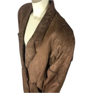 Vintage 80s G-III Global Identity Oversized Slouchy brown leather coat large thumbnail 11