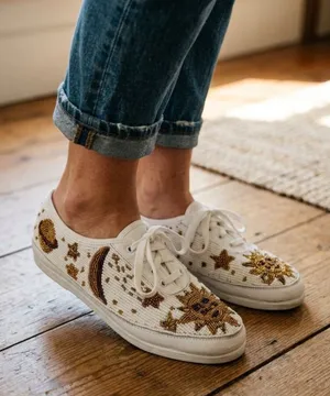 VTG Colorwerks Beaded Sneakers White Size 6 thumbnail 1