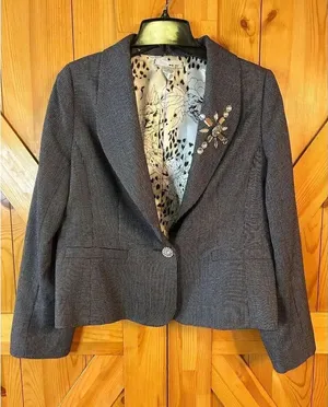 WD.NY Long Sleeve Black White Houndstooth Blazer Jeweled Buttons Size 14 (8756) thumbnail 1