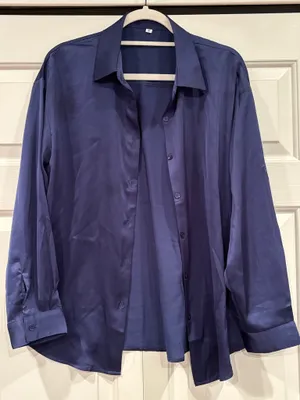 Amazon Navy Satin Button Down thumbnail 1
