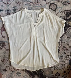 Maurices Cream Zip-Front Dolman Blouse thumbnail 1