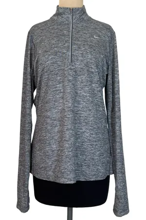 Nike Running Dri-FIT Quarter Zip Gray Reflective Workout Top Large thumbnail 1